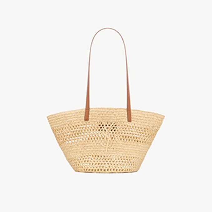 9a+ ysl small panier raffia tote bag